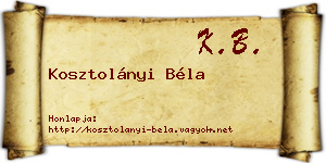 Kosztolányi Béla névjegykártya